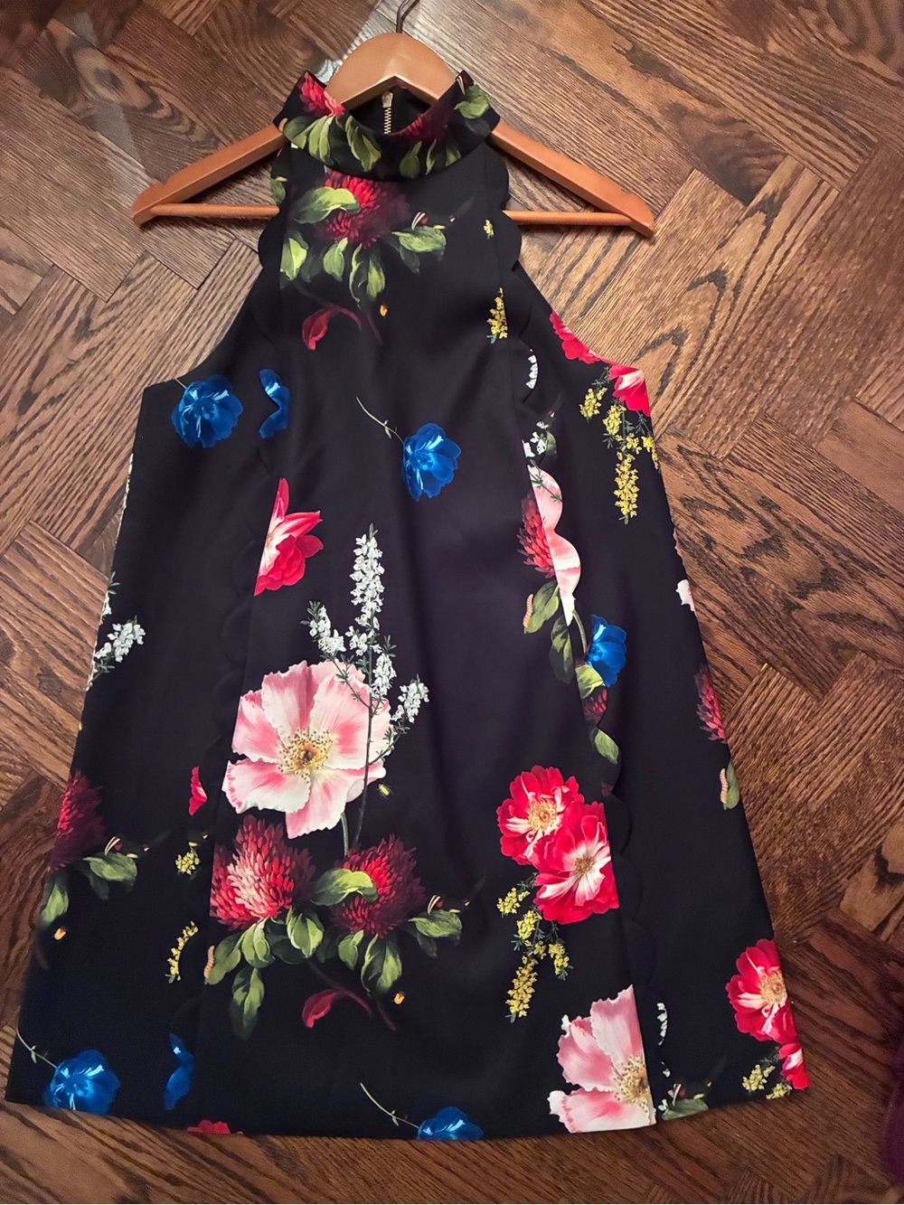 Ted Baker Black Floral Halter Mini Dress